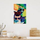 サンガおもしろいラスの猫 ポスター (キッチン)