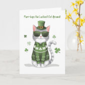 サンガおもしろいラスの猫St patricks day カード (黄色い花)