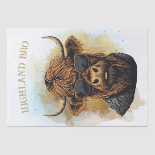 サンガおもしろいラスをかぶったハイランド牛 薄葉紙 (正面)