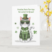サンガおもしろいラスをかぶった孫猫St patricks カード (黄色い花)