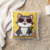 サンガおもしろいラスをつけた猫マンガ猫 クッション (ブランケット)