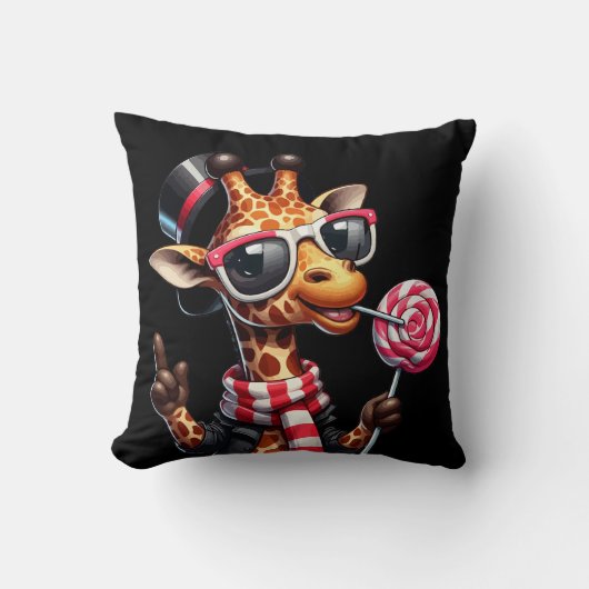 サンガおもしろいラスを履いたキリン クッション (正面)