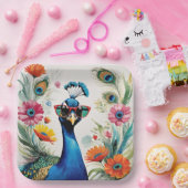 サンガおもしろいラスを着た孔雀フローラ ペーパープレート (パーティー)