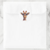 サンガおもしろいラス付きキリン ラウンドシール (バッグ)