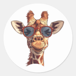 サンガおもしろいラス付きキリン ラウンドシール
