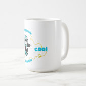 サンガおもしろいラス&キャップを着用したパンダ コーヒーマグカップ (正面右)