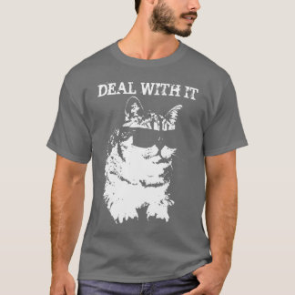 サンガおもしろいラスTシャツを着た猫に対処 Tシャツ