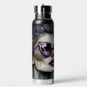 サンガかわいらしスと紫の口紅を着た女性 ウォーターボトル (左面)