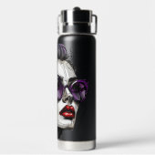 サンガかわいらしスと紫の口紅を着た女性 ウォーターボトル (背面)