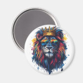 サンガはっきりしたラスとクラウン付きライオンの頭 マグネット (正面/裏面)