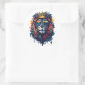 サンガはっきりしたラスとクラウン付きライオンの頭 ラウンドシール (バッグ)