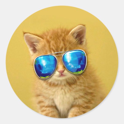 サンガカッコいいラスの子猫 ラウンドシール (正面)