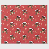 サンガカッコいいース付きサンタ・ベア赤いクリスマスプレゼント ラッピングペーパー (フラット)