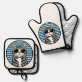 サンガクールスを着た猫 鍋つかみ&鍋敷きセット (正面/裏面)