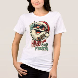 サンガクールス付きおもしろいサンタクロース – Ho-ho-ho トライブレンドTシャツ