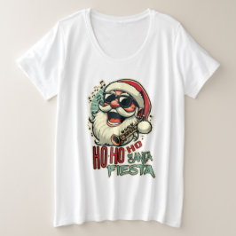 サンガクールス付きおもしろいサンタクロース – Ho-ho-ho プラスサイズTシャツ