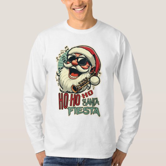 サンガクールス付きおもしろいサンタクロース – Ho-ho-ho Tシャツ (正面)