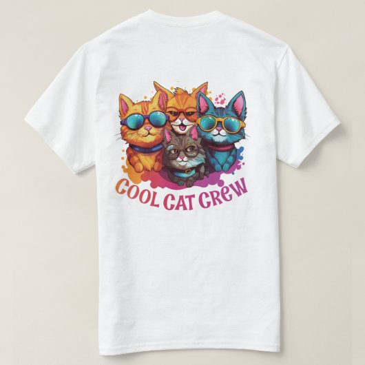 サンガクールラスで猫を囲むスタッフ|過去記事 Tシャツ (デザイン裏面)