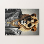 サンガクールラスとレザージャケットを備えた動物 ジグソーパズル (横)