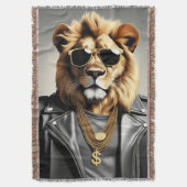 サンガクールラスとレザージャケットを備えた動物 スローブランケット (正面縦)