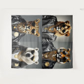 サンガクールラスとレザージャケットを備えた動物 タペストリー (正面(横))