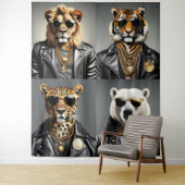 サンガクールラスとレザージャケットを備えた動物 タペストリー (インサイチュ)