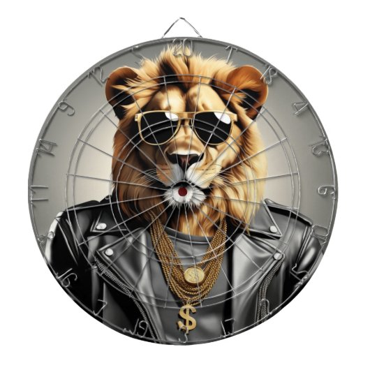 サンガクールラスとレザージャケットを備えた動物 ダーツボード (正面)