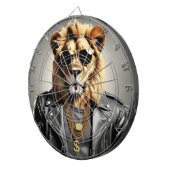 サンガクールラスとレザージャケットを備えた動物 ダーツボード (正面右)