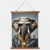 サンガクールラスとレザージャケットを備えた動物 吊り下げ型タペストリー (正面2)