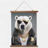 サンガクールラスとレザージャケットを備えた動物 吊り下げ型タペストリー (正面3)