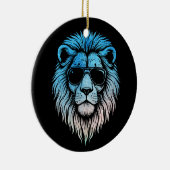 サンガクールラスのアートワークを着たライオン セラミックオーナメント (右)