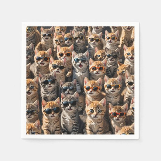 サンガクールラスをかぶった猫たち スタンダードカクテルナプキン (正面)