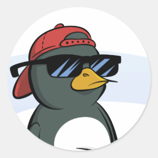 サンガクールラスをつけたペンギン ラウンドシール