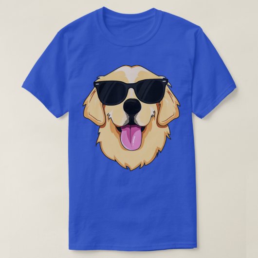 サンガクールラスを着たゴールデンレトリバー犬 Tシャツ (デザイン正面)
