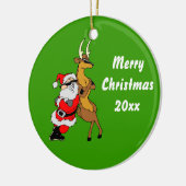 サンガクールラス付きサンタとトナカイ セラミックオーナメント (左)