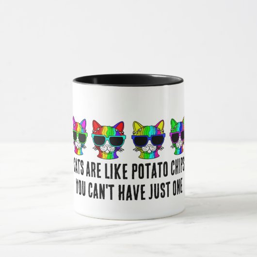 サンガクールラス柄のレインボー猫 マグカップ (中央)