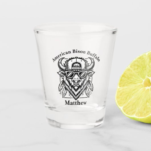 サンガスタイリッシュラスと帽子のゴールデンバイソン ショットグラス (正面)