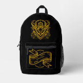 サンガスタイリッシュラスと帽子のゴールデンバイソン プリントバックパック (正面)