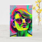 サンガパーソナライズされたスのメカラフルッセージウーマン カード (黄色い花)