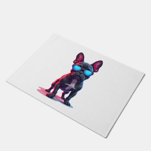 サンガフランスのラスを着たブルドッグサイエンスフィクションクール ドアマット (アングル)