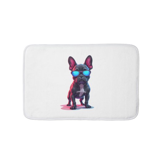 サンガフランスのラスを着たブルドッグサイエンスフィクションクール バスマット (正面)