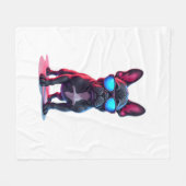 サンガフランスのラスを着たブルドッグサイエンスフィクションクール フリースブランケット (正面(横))