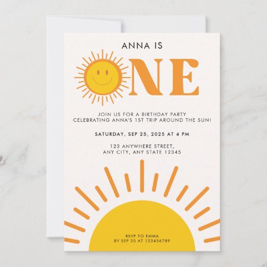 サンガールのまわりにの1歳の誕生日の最初の旅行 招待状 (正面)