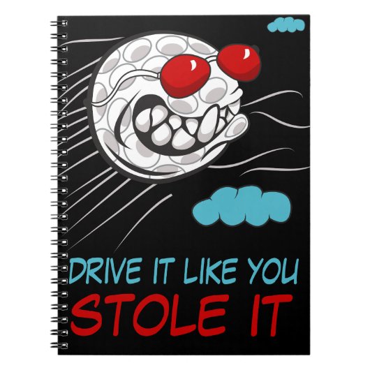 サンガ飛んでいるラス付きゴルフボおもしろいール ノートブック (正面)