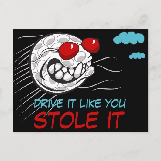 サンガ飛んでいるラス付きゴルフボおもしろいール ポストカード (正面)