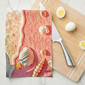 サンキスビーチシェルデザイン キッチンタオル (四つ折り)