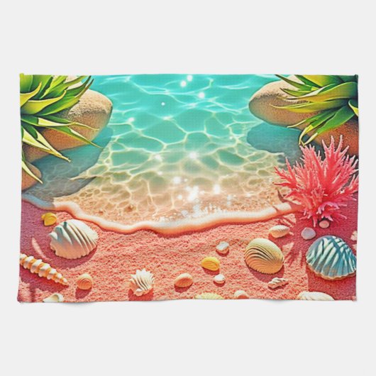 サンキスビーチシェルデザイン キッチンタオル (横)