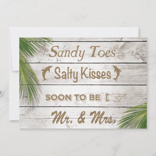 サンキス砂の足指の塩辛いキスカップルのシャワー 招待状 (正面)