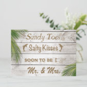 サンキス砂の足指の塩辛いキスカップルのシャワー 招待状 (スタンド正面)