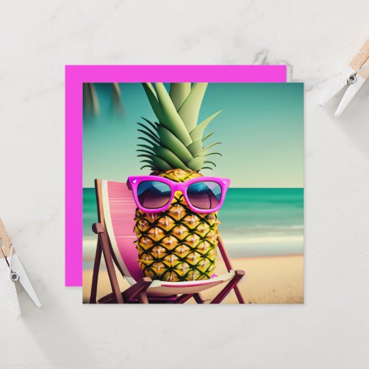 サンキスPineappleグリーティ空白のングカード (正面/裏面インサイチュ)